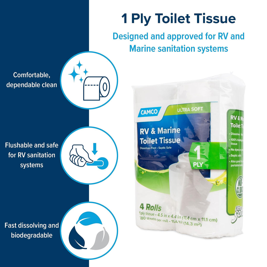 Toilet Tissue Camco 40276, 1 Pack of 4 Rolls, White