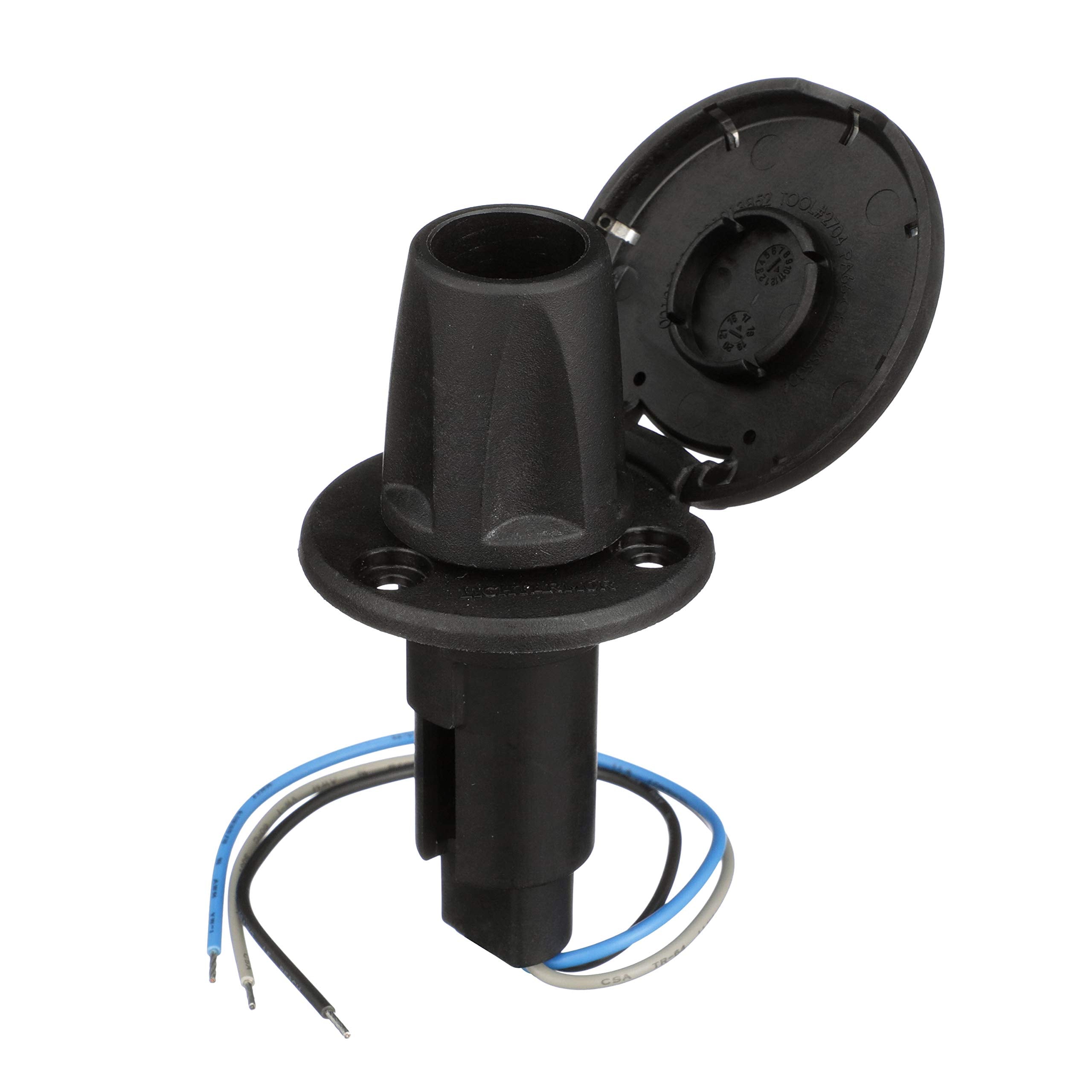 LightArmor™ 910R Series Attwood Round Plug-in Light Base — for All-Around Pole Light, 3-Pin, Black Stainless Cover