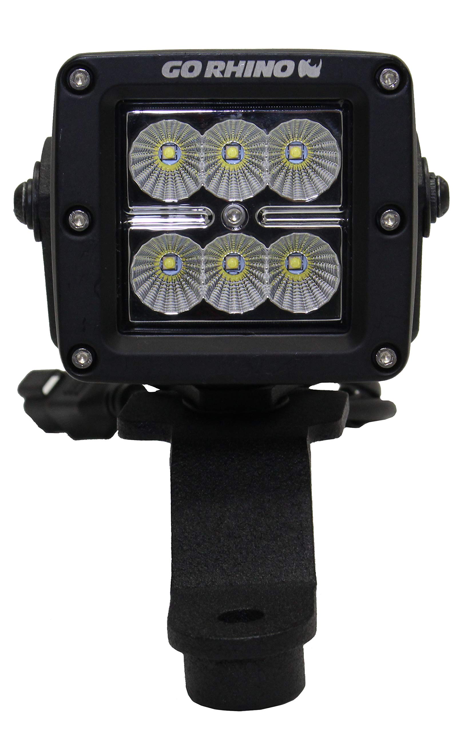 Go Rhino Windshield Cowl XE LED Light Mounts for Single 3x3 LED Cubes | Mild Steel, Textured Black | 730030T | Fits 2018-2024 Jeep Wrangler JL/JLU; 20-24 Jeep Gladiator JT Excludes Mojave