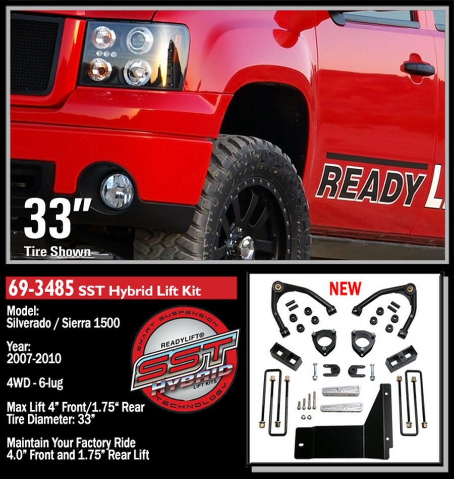 4.0" ReadyLift SST Lift Kit for Chevrolet Silverado/Sierra 1500, 2007-2010, Rear/1.75" Front Medium