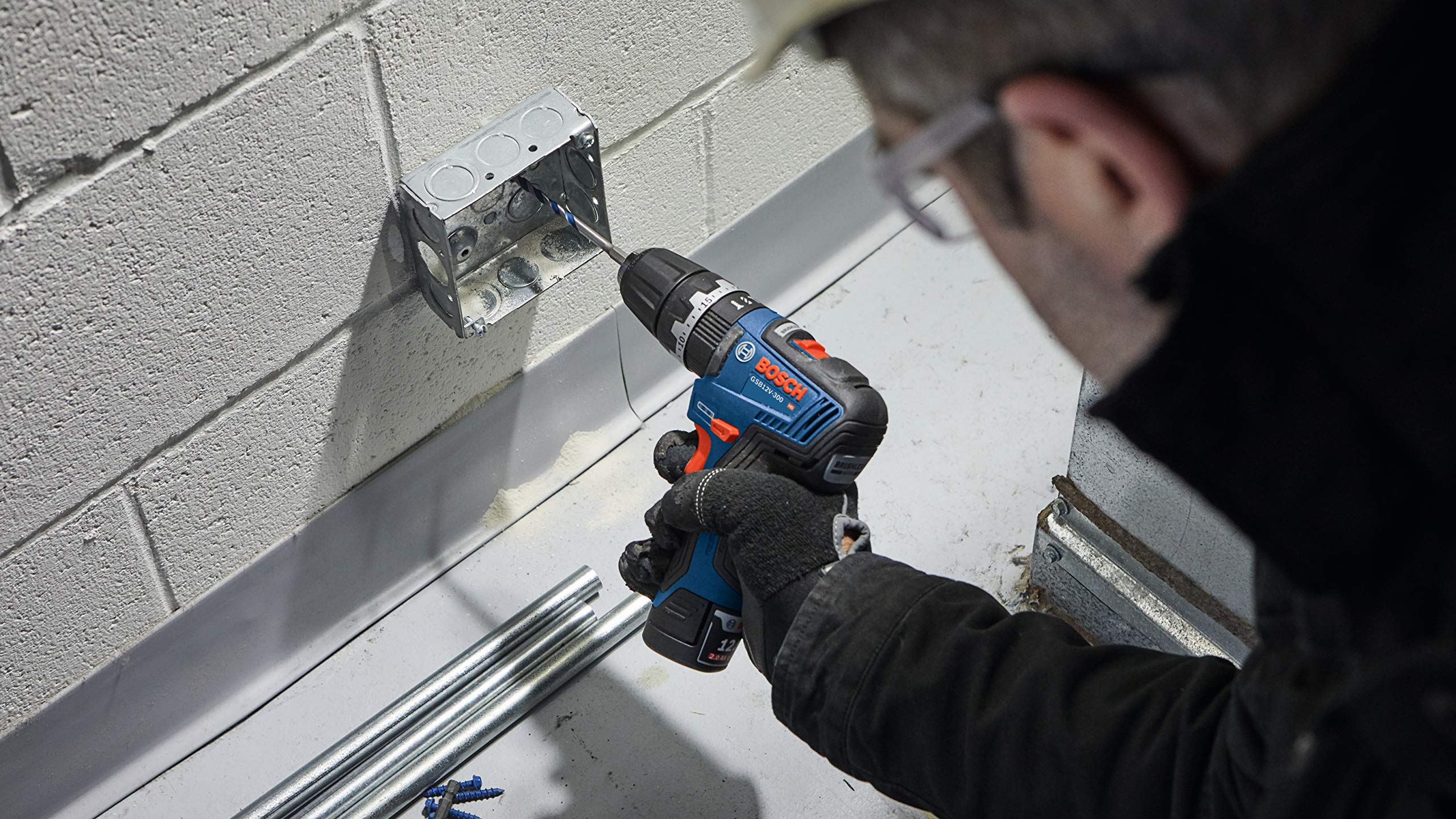 12V Max Bosch GSB12V-300B22 Brushless 3/8 In. Hammer Drill/Driver Kit with (2) 2.0 Ah Batteries
