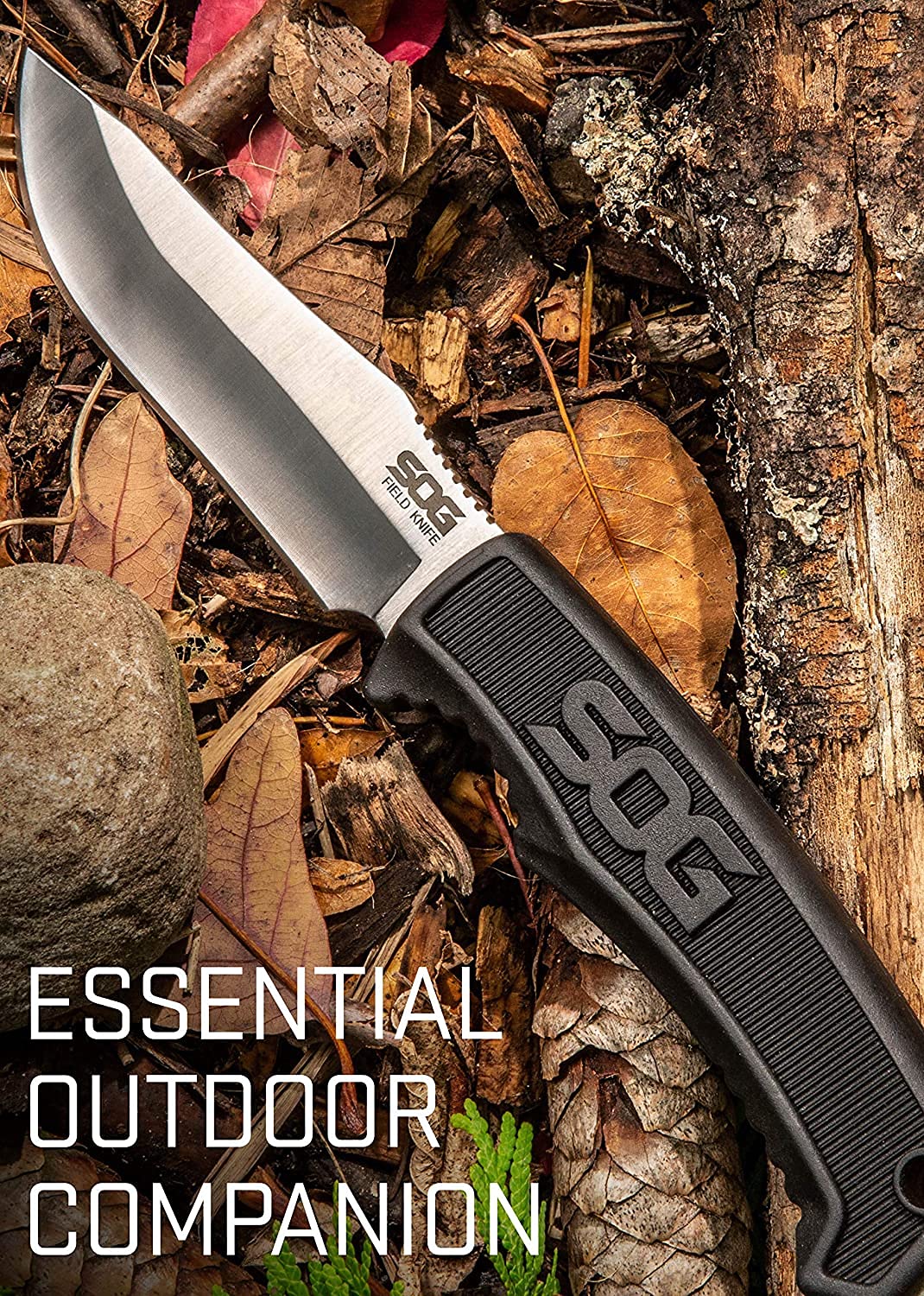 Survival Knife SOG with Sheath - Field Knife Fixed Blade Knives 4 Inch Tactical Knife and Bushcraft Knife w/Full Tang Hunting Knife Blade (FK1001-CP)