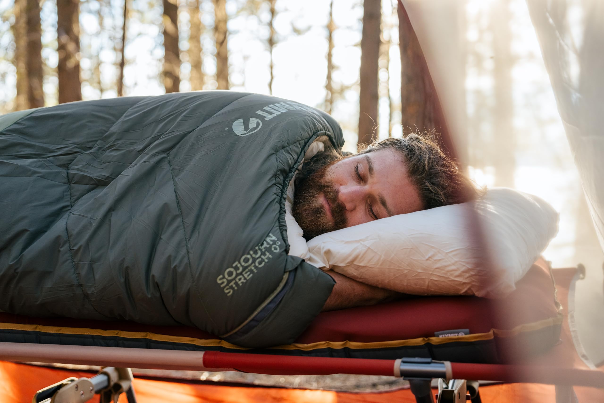 Drift Camping Pillow KLYMIT | Lightweight, Travel Head Rest for Sleep Filled with Shredded Memory Foam, Reversible Outer Cover for Extended Use, Large Size — Tan