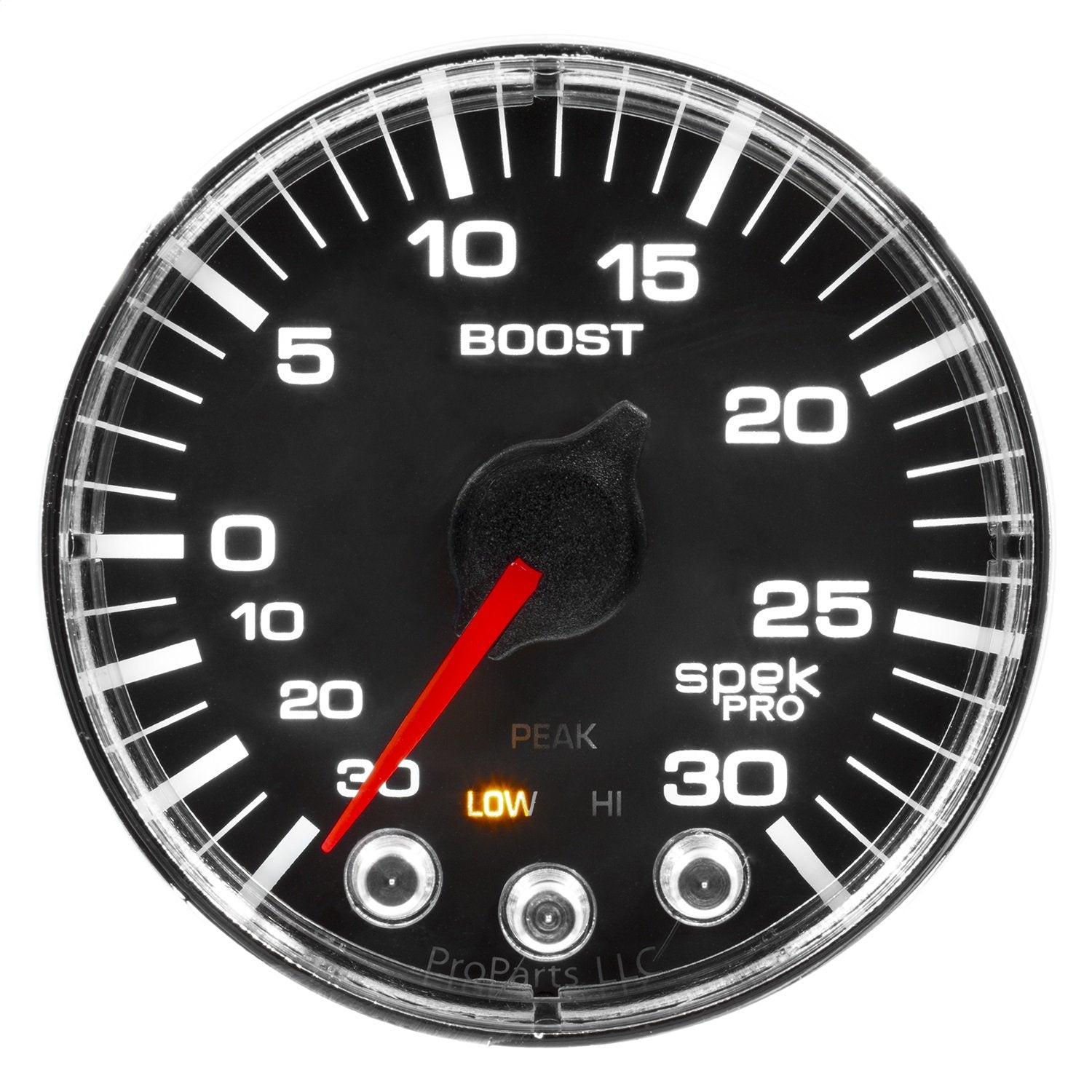 AutoMeter Gauge P302318 Boost (Spek-Pro 2 1/16", 30Inhg-30Psi, Stepper Motorwith Peak & Warn, Black/Chrome, Spek-Pro)