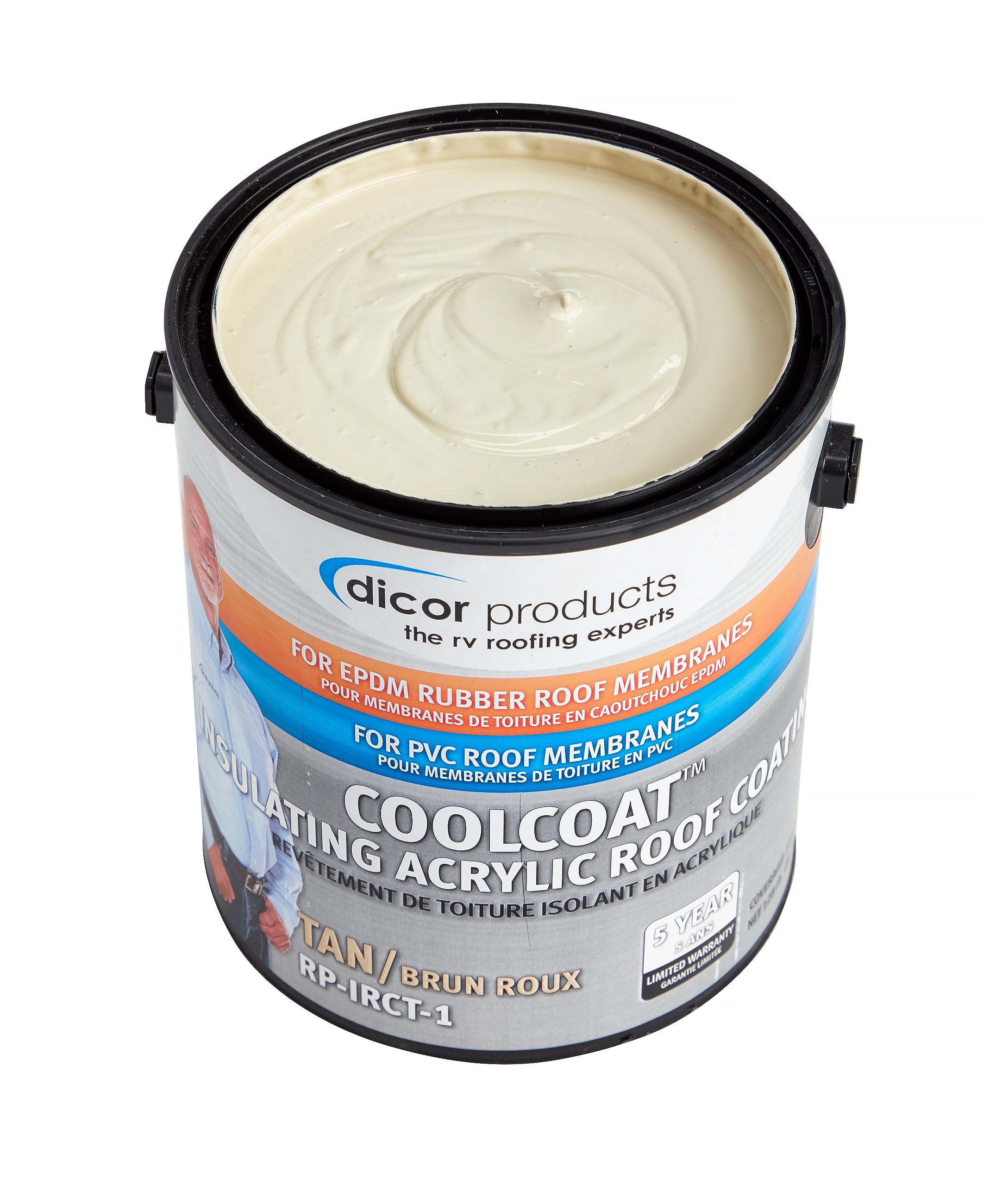 CoolCoat Dicor RP-IRCT-1 Insulating EPDM Roof Coating - Tan, 1 Gallon Can