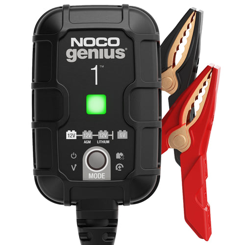 GENIUS1 NOCO: 1A 6V/12V Smart Battery Charger – Automatic Maintainer, Trickle Charger & Desulfator with Overcharge Protection & Temperature Compensation – for Lead-Acid & Lithium Batteries