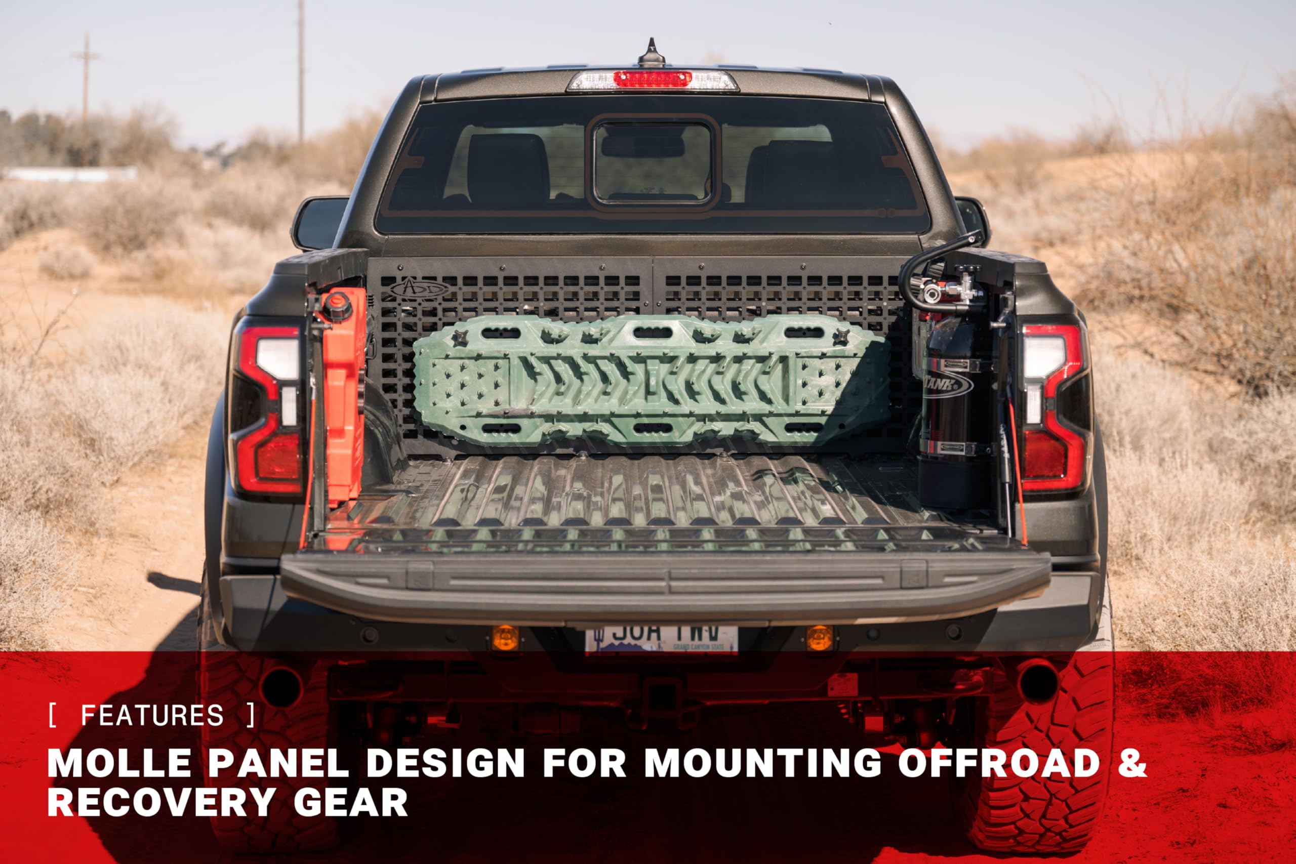Offroad Bed Cab Molle Panels for 2024-2025 Ford Ranger Raptor ADD | Molle Design for Mounting Tools, Recovery Gear, & Off-Road Supplies | Rigid Fitment | Powder Coated Finish | Steel | Made in the USA