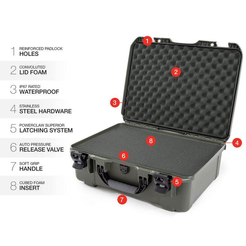 Olive Nanuk 940 Waterproof Hard Case with Foam Insert