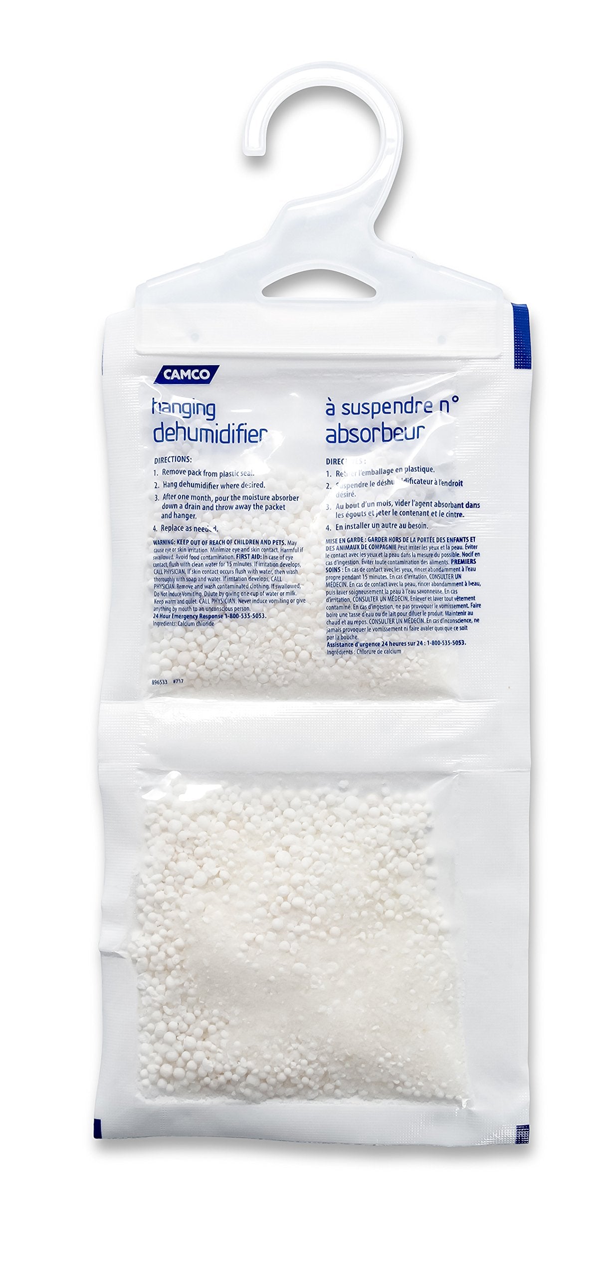 Hanging Dehumidifier Camco 44286 Fragrance Free-Convenient Hook Absorbs up to 3x Its Weight in Water, Reduces Moisture and Humidity in Closets and Tightly Confined Spaces, 2 Pack