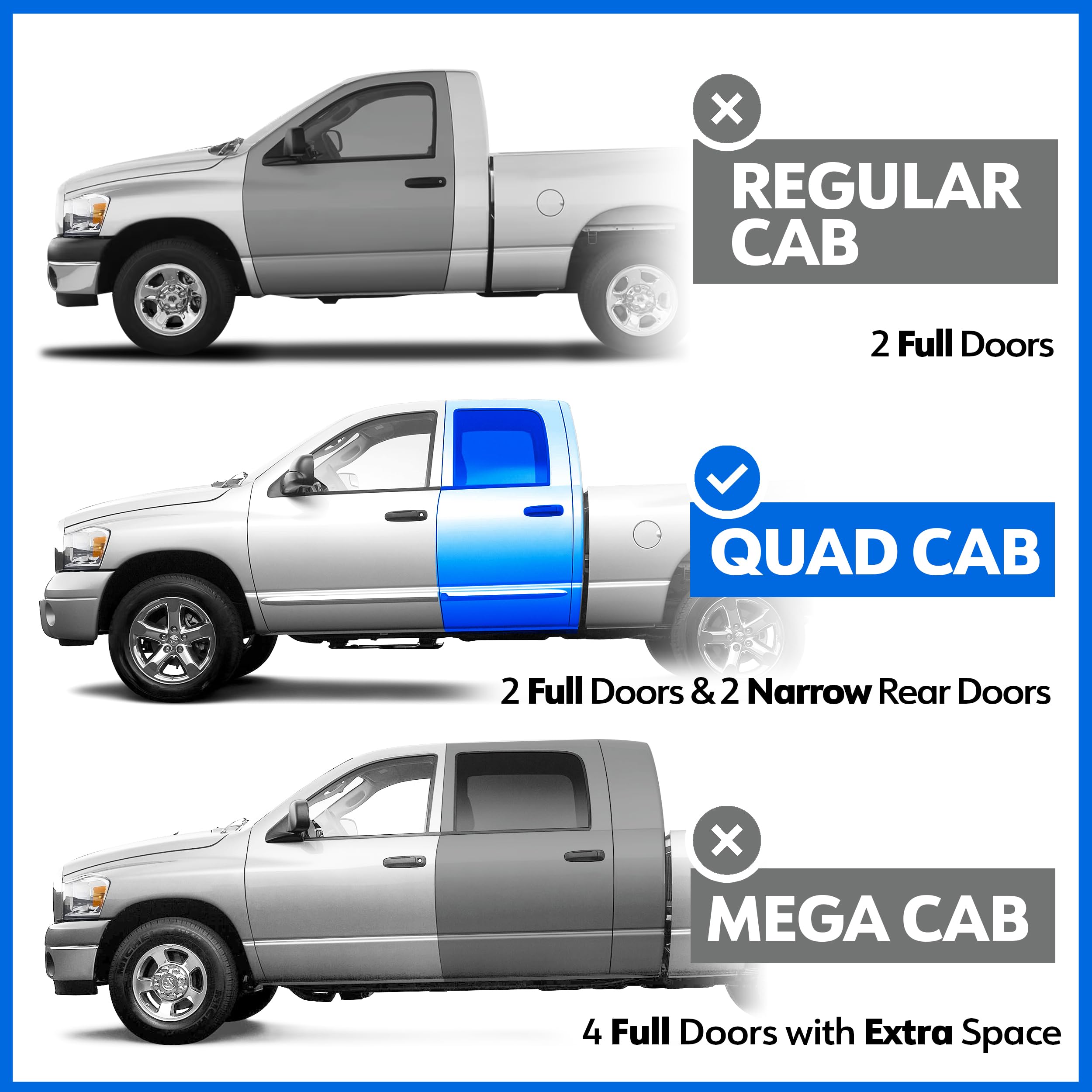 3.5" Tyger Auto Running Boards Compatible with 2002-2008 Dodge Ram 1500; 2003-2009 2500 3500 | Quad Cab | TG-SS2D35178 | Side Step Rail Nerf Bars