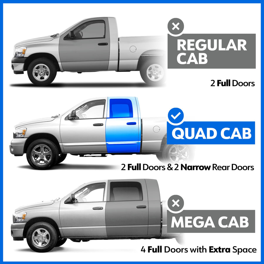 3.5" Tyger Auto Running Boards Compatible with 2002-2008 Dodge Ram 1500; 2003-2009 2500 3500 | Quad Cab | TG-SS2D35178 | Side Step Rail Nerf Bars