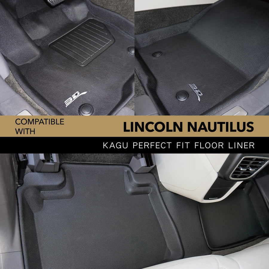 Kagu 3D MAXpider Custom Fit Floor Mat (Black) Compatible with Lincoln Nautilus 2019-2023 / MKX 2016-2018 - Full Set