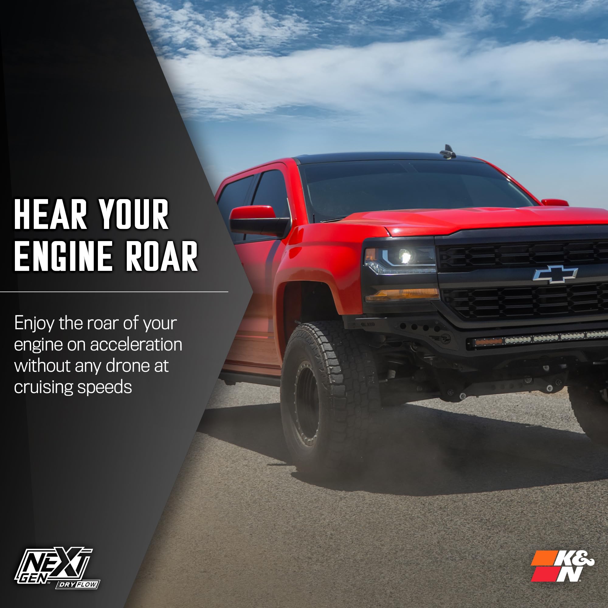 NextGen K&N Cold Air Intake System: Dry-Flow Cotton Filter: Compatible with 2014-2020 CADILLAC/CHEVRLOET/GMC Escalade; Silverado 1500; Suburban; Tahoe; Sierra 1500; Yukon; Yukon XL; 50-3082D