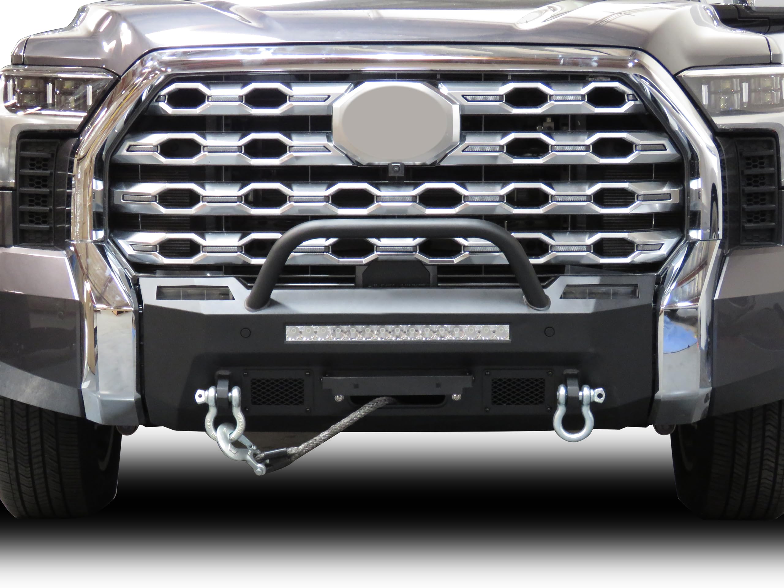 Heavy Duty Black Horse Armour III Front Winch Bumper Kit & Winch Textured Black Compatible with 2022-2024 Toyota Tundra-AR3HD64-W12