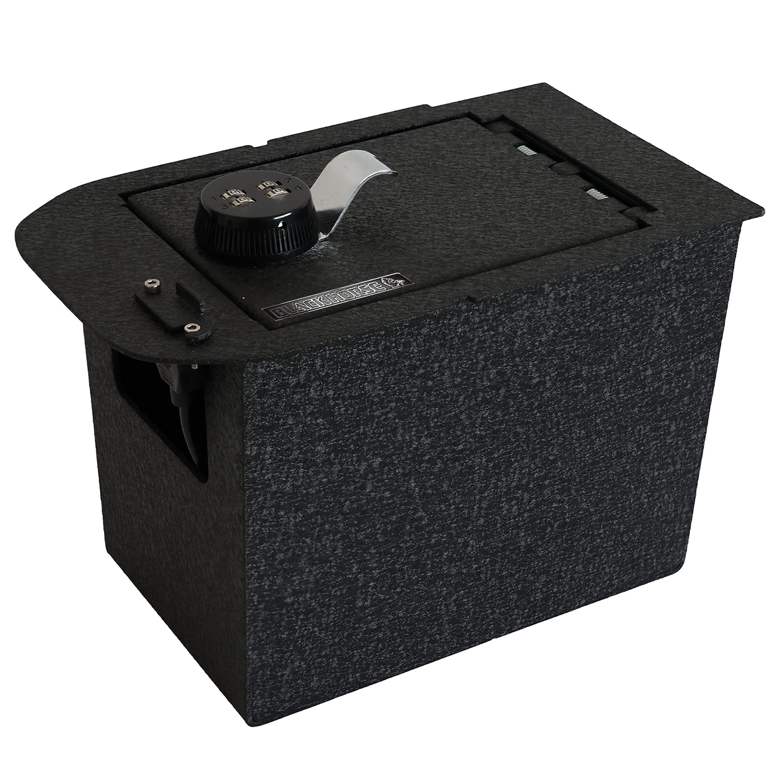 Center Console Safe Black Horse Security Lock Box, Black Gun Box Organizer,with 4 Digit Combination Resettable Lock Compatible with 2023-2024 Chevrolet Silverado 1500/2500/3500-LBGM22