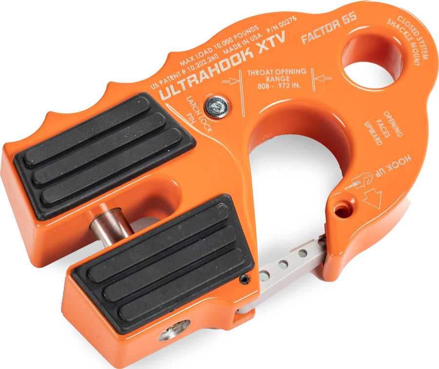 Ultrahook Factor 55 XTV Closed System Shackle Mount, Max Rated Load: 10,000 Pounds and Breaking Strength: 21,000 Pounds - Orange