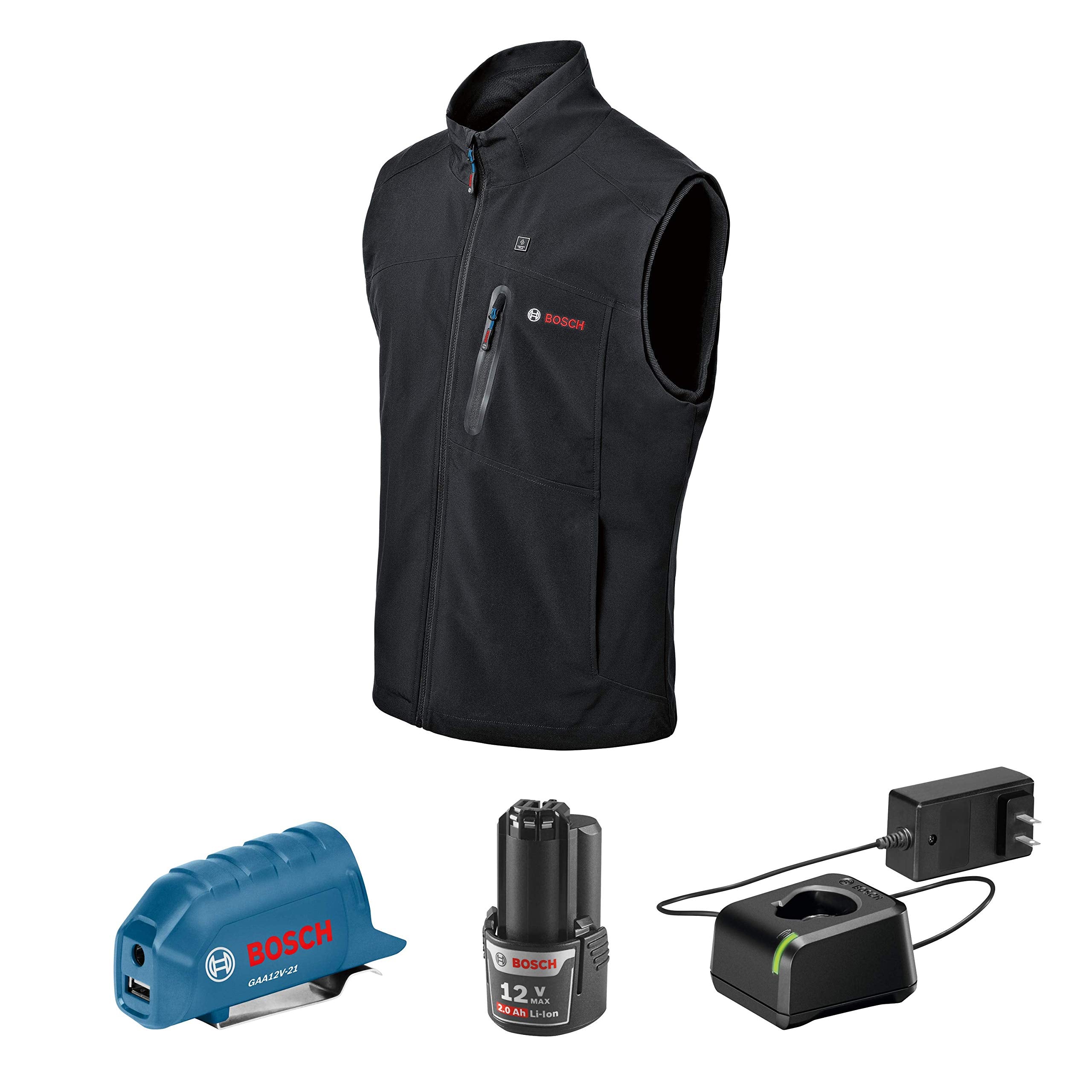 Bosch 12V Max Heated Vest Kit GHV12V-20XLN12 with Portable Power Adapter - Size XLarge