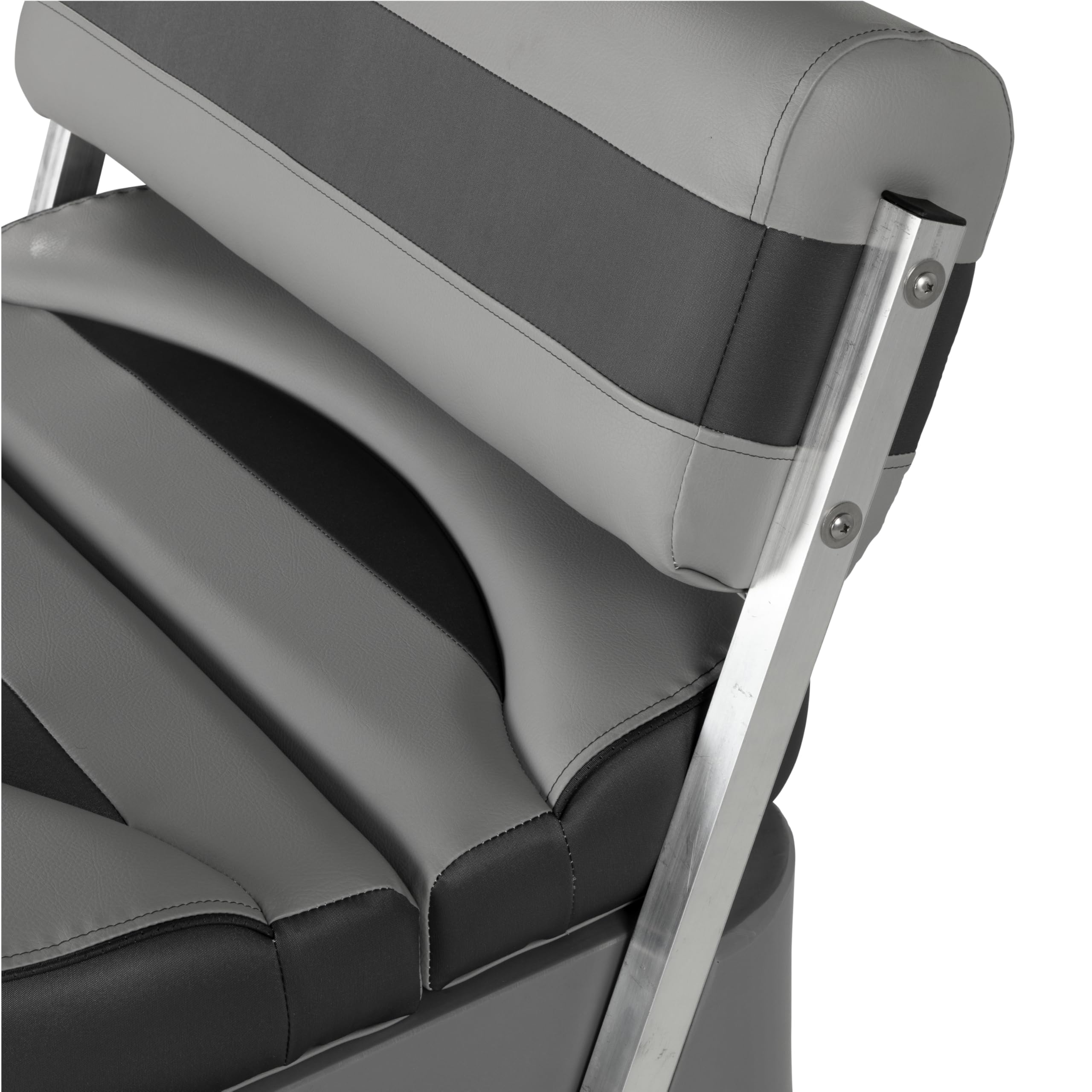 Pontoon Seat Rockport Series Flip Flop with Storage, Measures 34.5" L x 34.5" W x 31" H, Marine-Grade Vinyl, High-Density Foam, Easy Installation, Fits Most Pontoons, River Rock – 20221094104