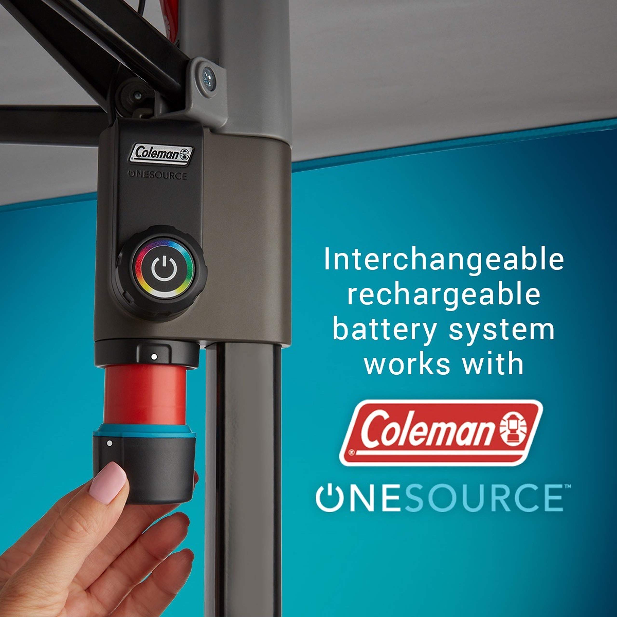 10 x 10ft Coleman OneSource Rechargeable LED Lighted Canopy, Shade Canopy Great for Beach, Yard, Tailgates, & Parties