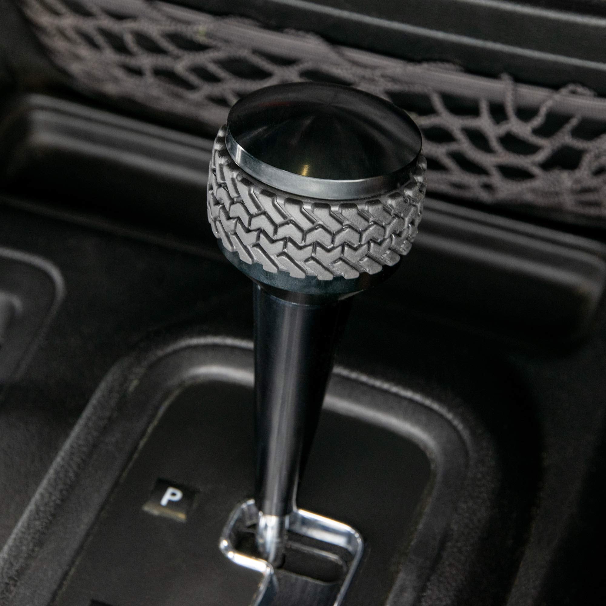 Shift Knob DV8 Offroad Replacement for 2011-2018 Wrangler JK | Automatic Transmission | Billet Aluminum Construction | Rubber Tire Tread Grip