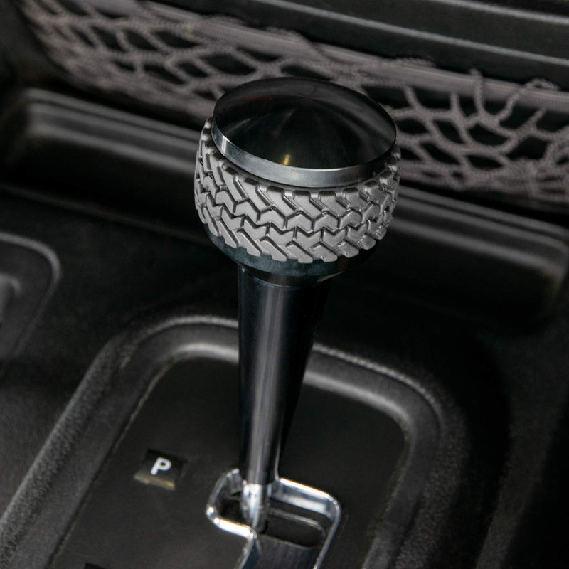 Shift Knob DV8 Offroad Replacement for 2011-2018 Wrangler JK | Automatic Transmission | Billet Aluminum Construction | Rubber Tire Tread Grip
