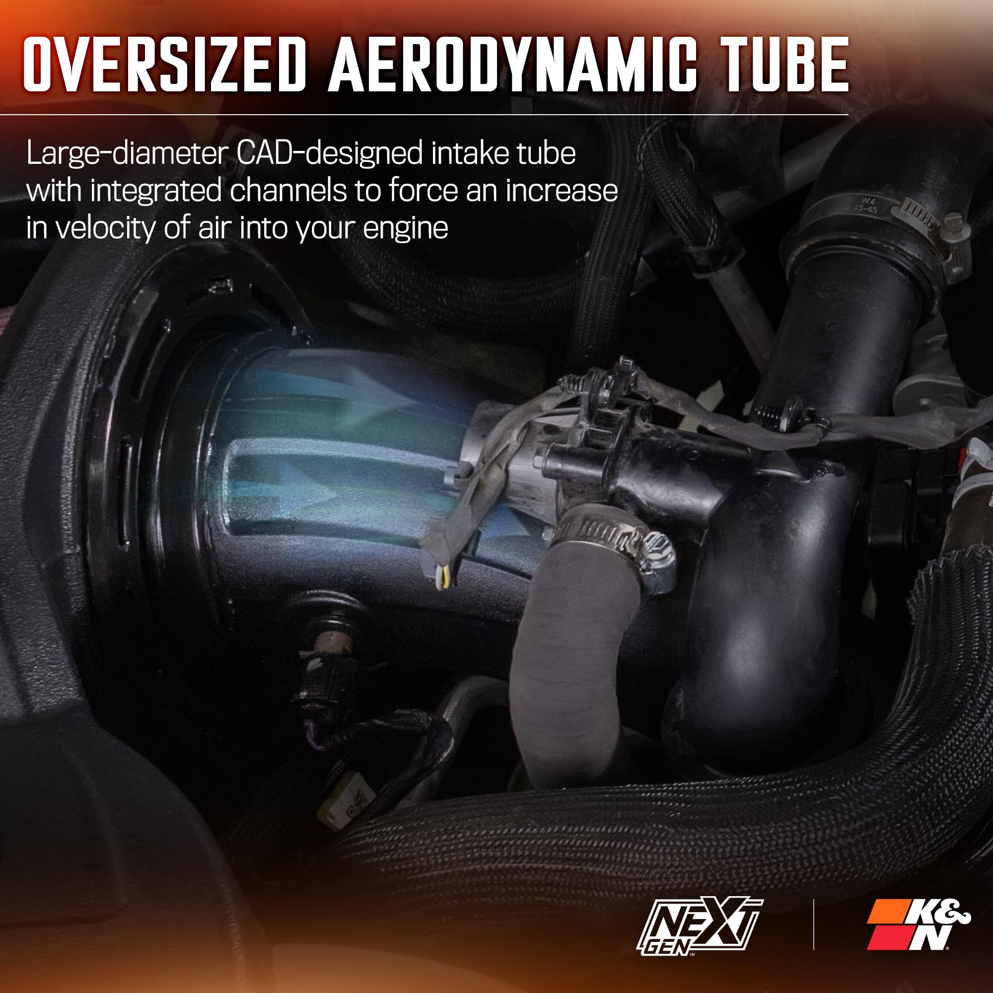 Cold Air Intake System K&N NextGen: High-Flow Cotton Filter: Compatible with 2024 FORD: Ranger, 50-2629
