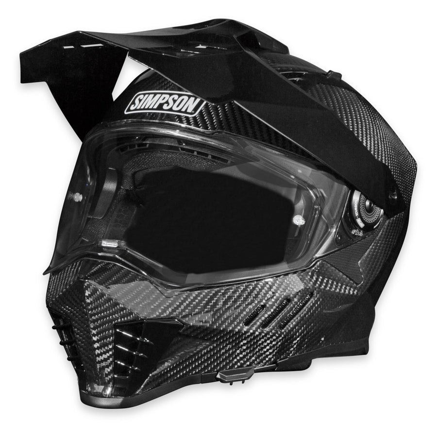 Xcursion Simpson Bandit Motorcycle Helmet - Carbon - Medium | Off Road Dirt Bike UTV Motocross ATV | Full Face | Removable Peak | Clear Pinlock Anti-Fog Visor Shield | DOT ECE Certified (XBCMD)