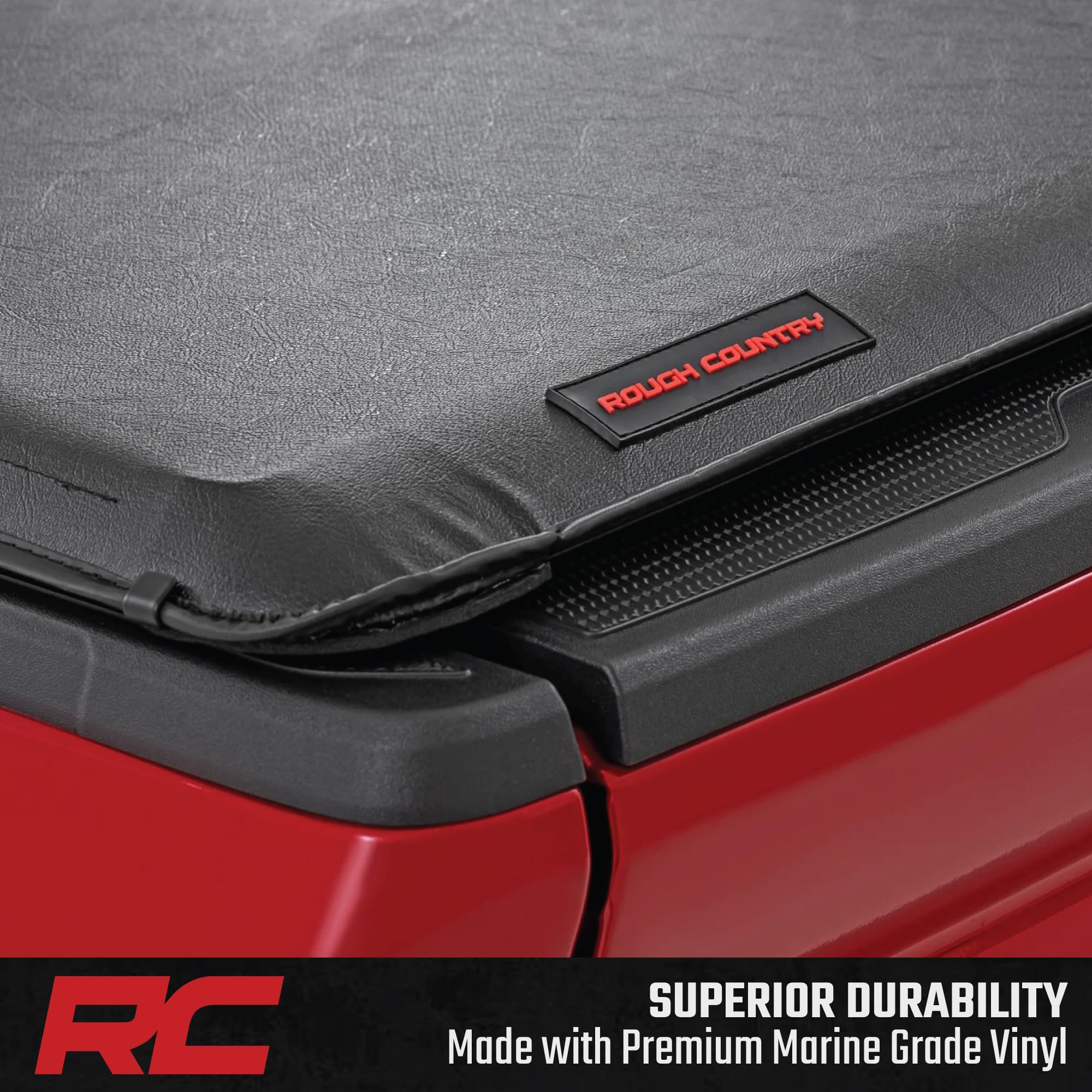Soft Roll Up Rough Country Truck Bed Tonneau Cover for Toyota Tacoma (2024-2026) - Fits 5' (60") Bed, Weather-Resistant Roll Up Bed Cover