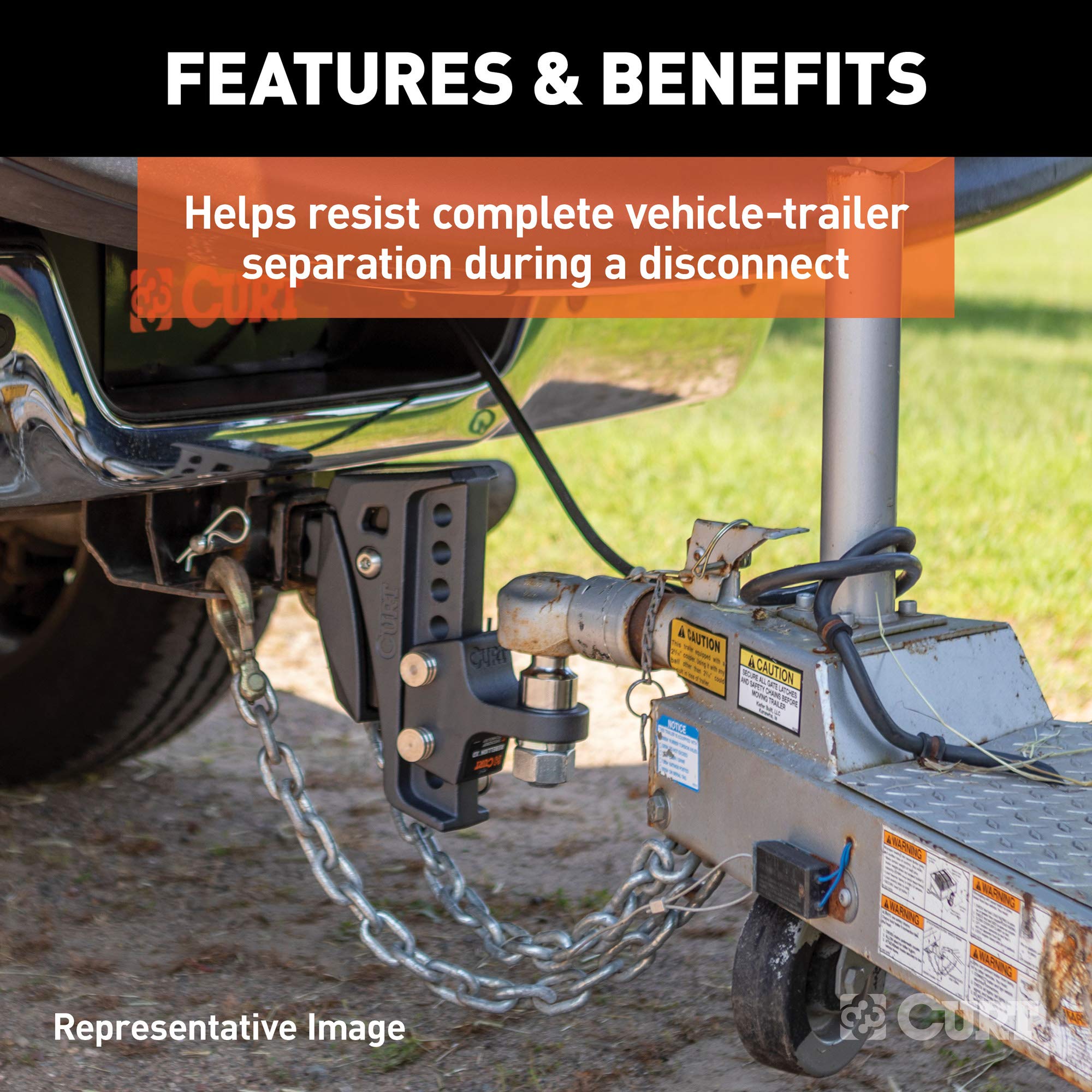 CURT 35-Inch Trailer Safety Chain with 5/16-In Clevis Snap Hook, 11,700 lbs Break Strength