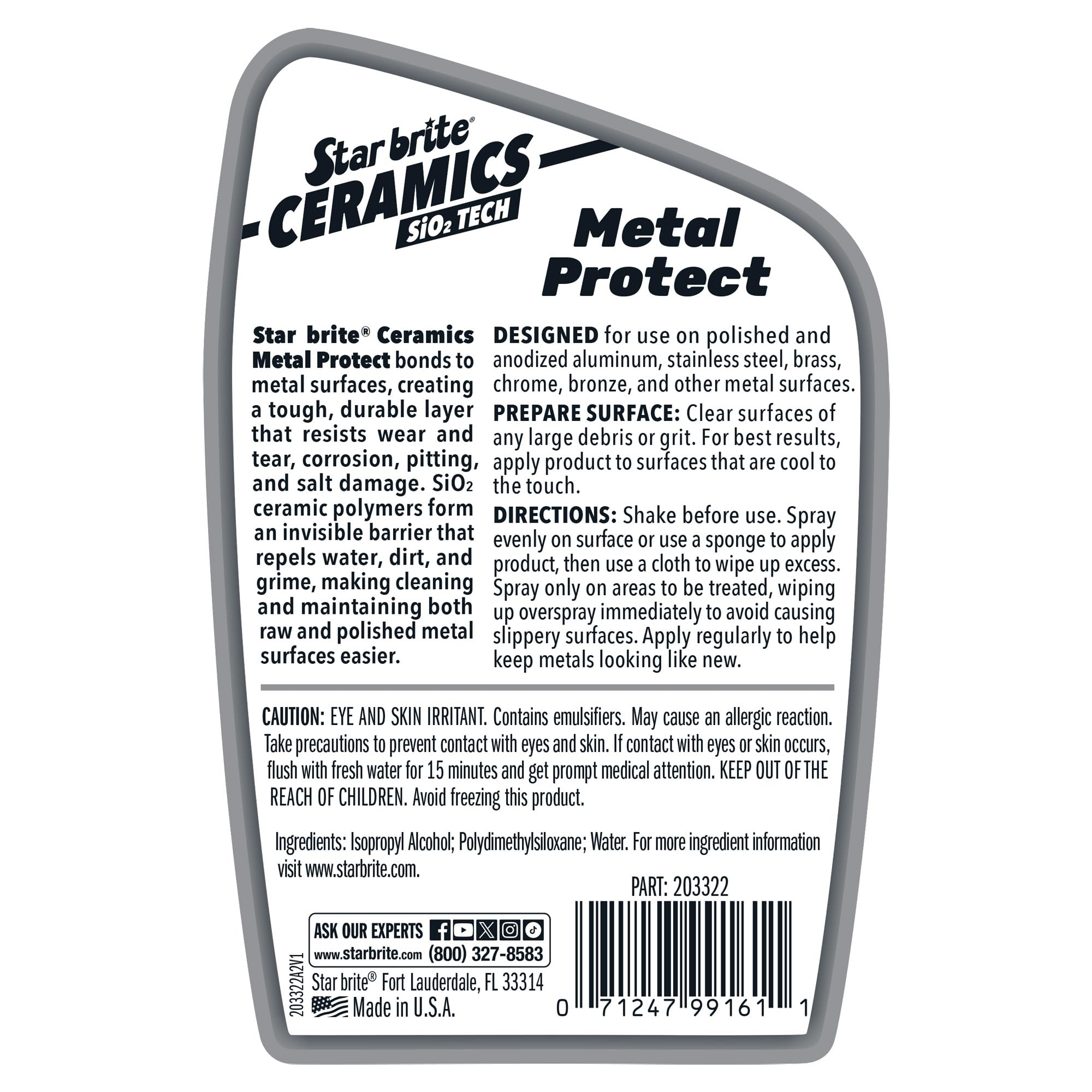Ceramics STAR BRITE Metal Protect - SiO2 Polymer Protection - Durable Barrier Against Corrosion, Pitting, Salt Damage for Pontoons, Trailers, Towers 22 oz Spray (203322)