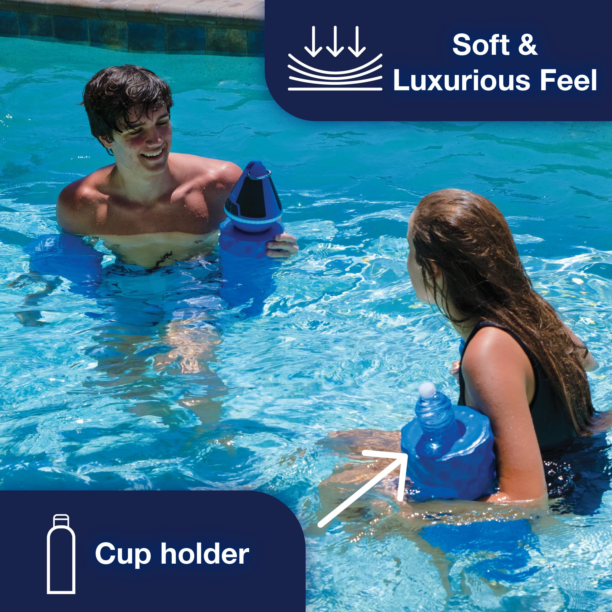 WOW Sports - Foam Blue Pool Noodle - Perfect For Pool Parties & Swim Training - W/ Cup Holder - Floatation Device for Adults & Children - Pool Accessory - 46" Long