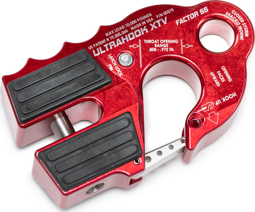Factor 55 Closed System Ultrahook XTV Shackle Mount, Max Rated Load: 10,000 Pounds and Breaking Strength: 21,000 Pounds - Red