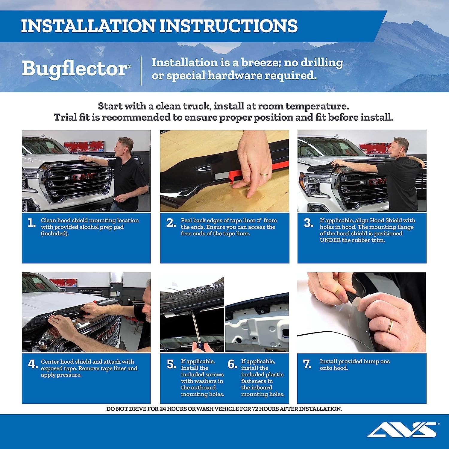 Bugflector Hood Shield / Protector Auto Ventshade [AVS] | Fits 2017 - 2022 Ford Super Duty F-250, F-350, F-450 | High Profile Bug Deflector - 1 pc., Dark Smoke | 23264