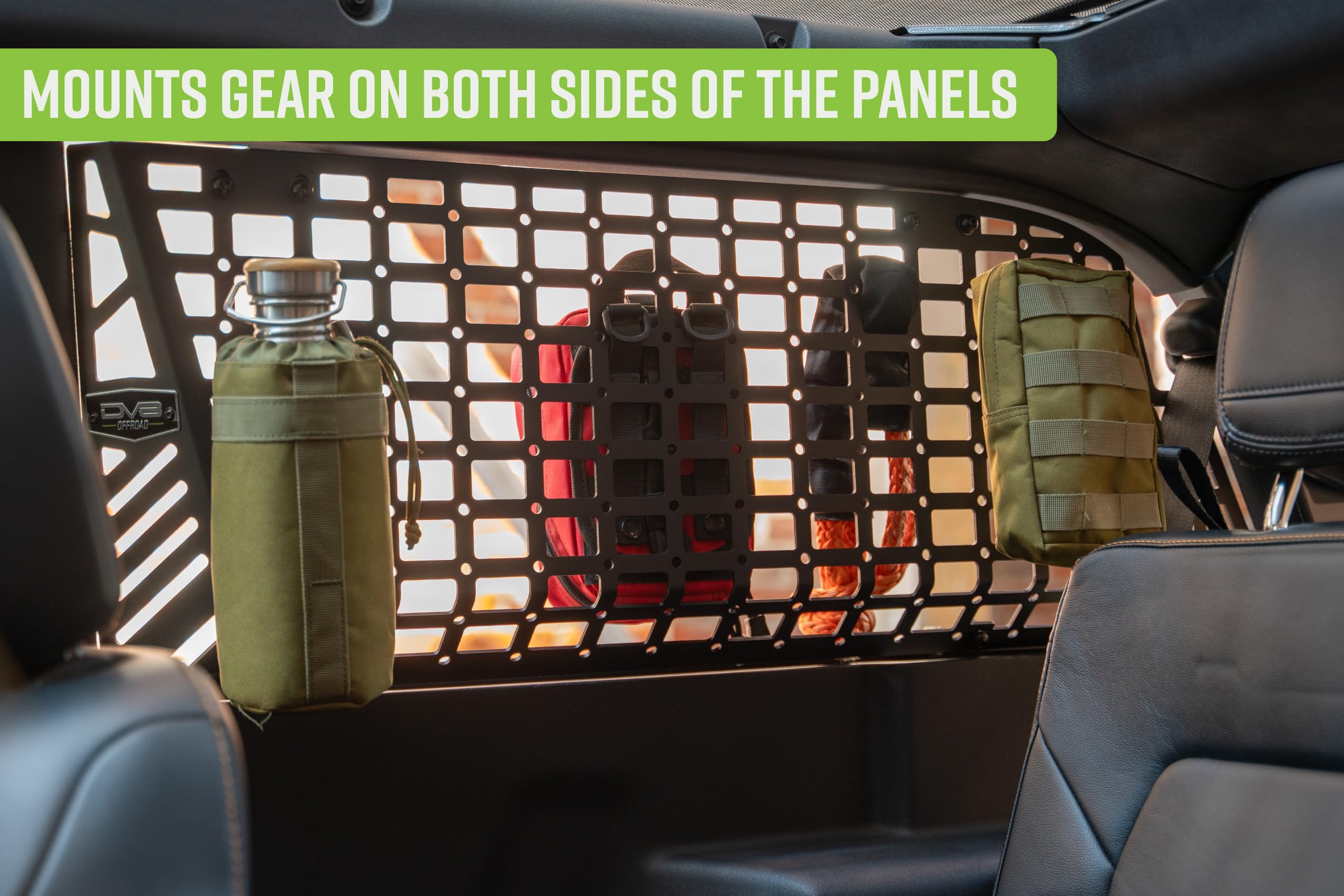 Rear Window Pocket Molle Panels DV8 Offroad for 2021-2025 Ford Bronco 2-Door | Wide Range of Mounting Options | Rigid Fitment | M6 Slots for Carriage Bolt Mounting | Fully Bolt-On Install | 3mm Steel