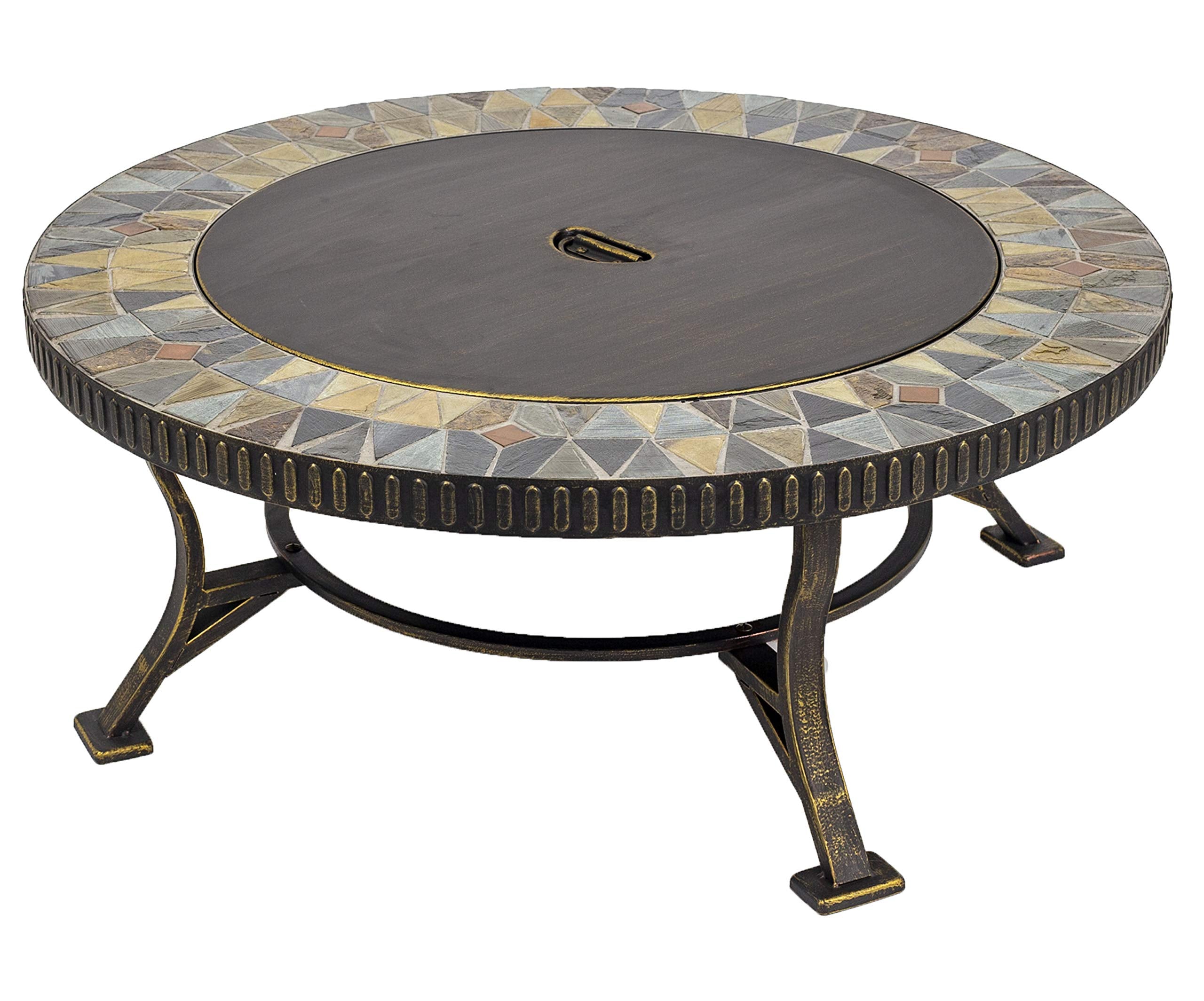 GHP Group Pleasant Hearth OFW088RC fire Pit, Rubbed Gold