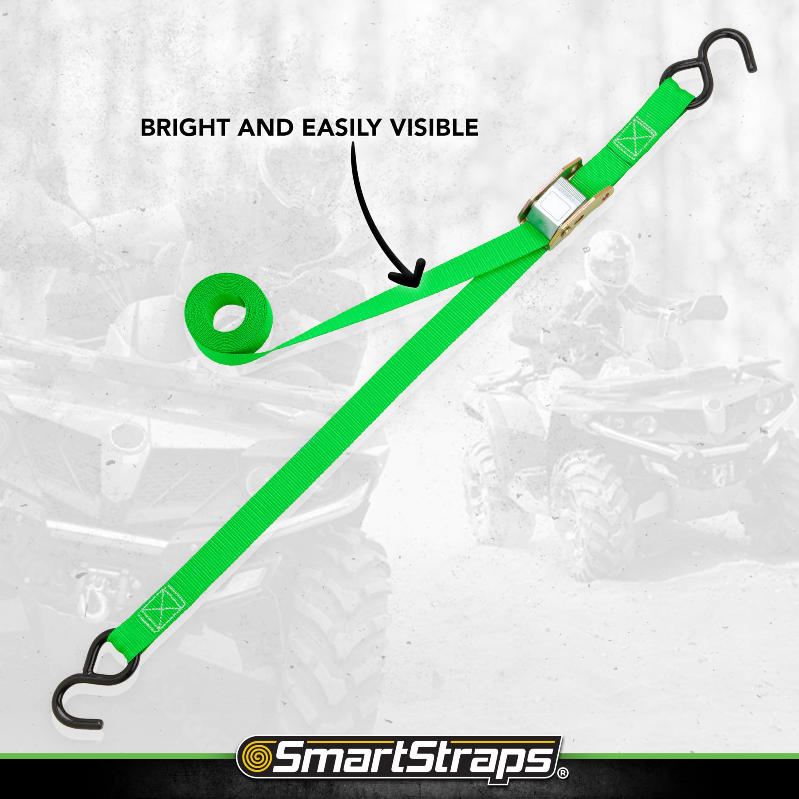 10-Foot SmartStraps Cambuckle (4pk) 900 lbs Break Strength, 300 lbs Safe Work Load– Tie Down Fragile and Lighter Loads for Transport – Offers More Security Than Rope
