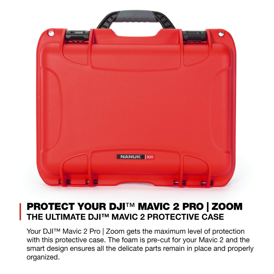 DJI Drone Nanuk Waterproof Hard Case with Custom Foam Insert for DJI Mavic 2 Pro/Zoom - Red
