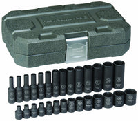 1/4" Drive 28 Piece 6 Point Metric Standard and Deep Impact Socket Set