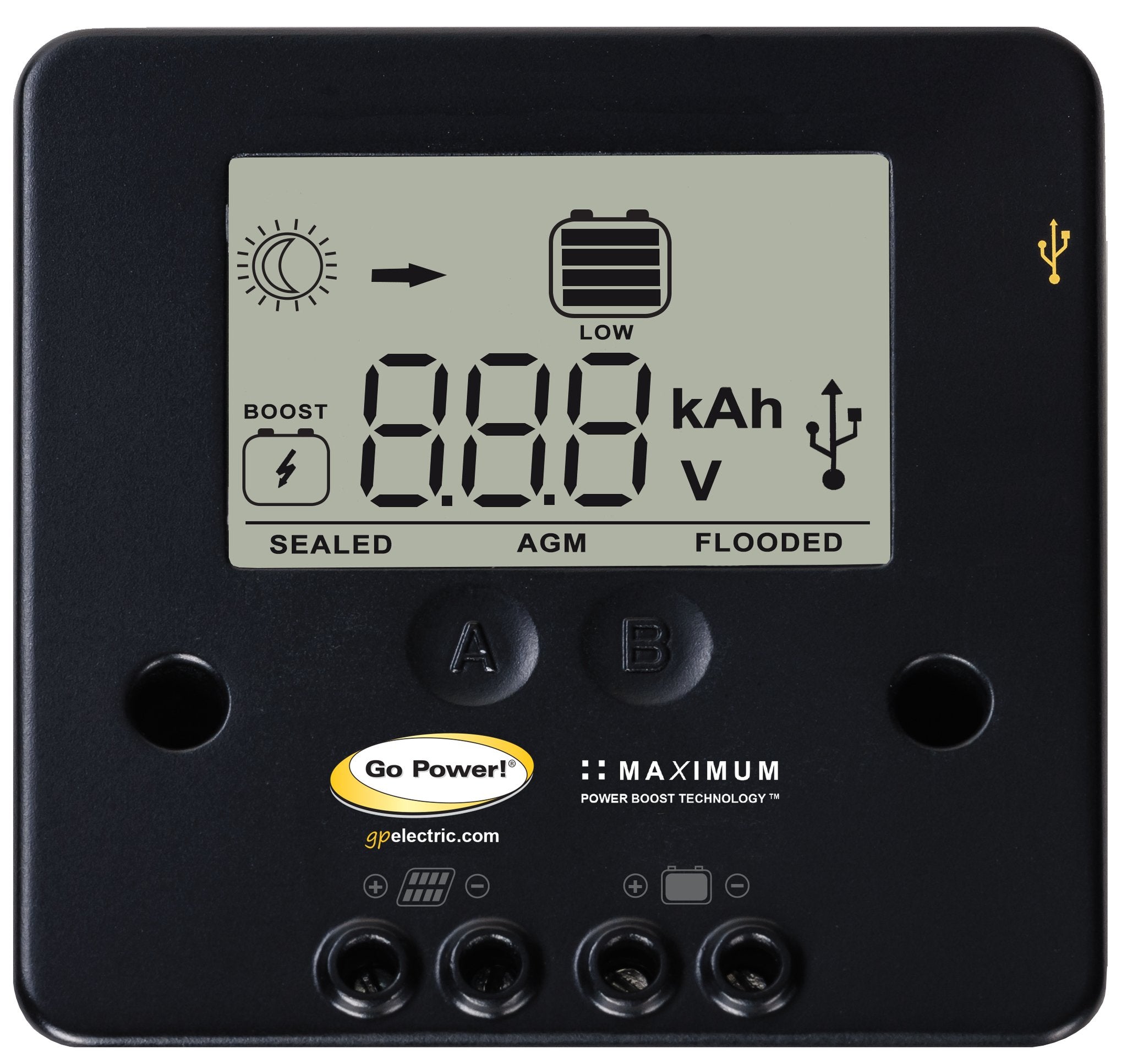 GP-ECO-20 Go Power 20W Solar Kit with Solar Charge Controller, High-Efficiency Trickle Charger for AGM and Lithium Batteries, Ideal for Off-Grid Use, RVs, Boats, and Remote Applications