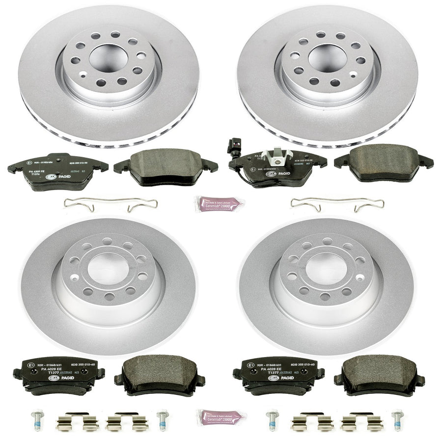 Power Stop ESK5798 Euro-Stop Front & Rear Brake Kit For Volkswagen Audi Volkswagen Eos 2007-2009, Passat 2010 [Model Specific]
