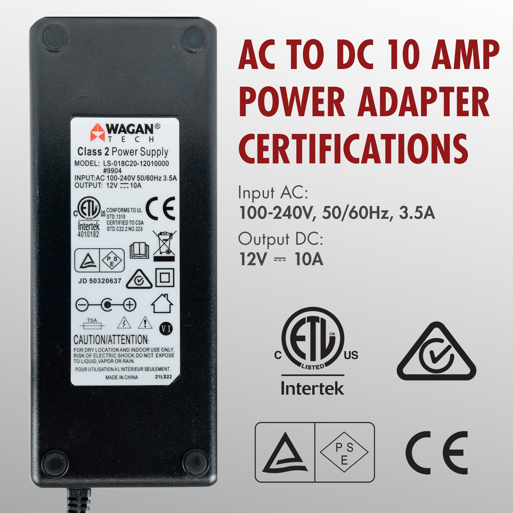 Wagan 10 Amp EL9904 110V 240V AC to DC Power Adapter 100-240V 10A to 12V Car Cigarette Lighter Socket AC/DC Power Converter