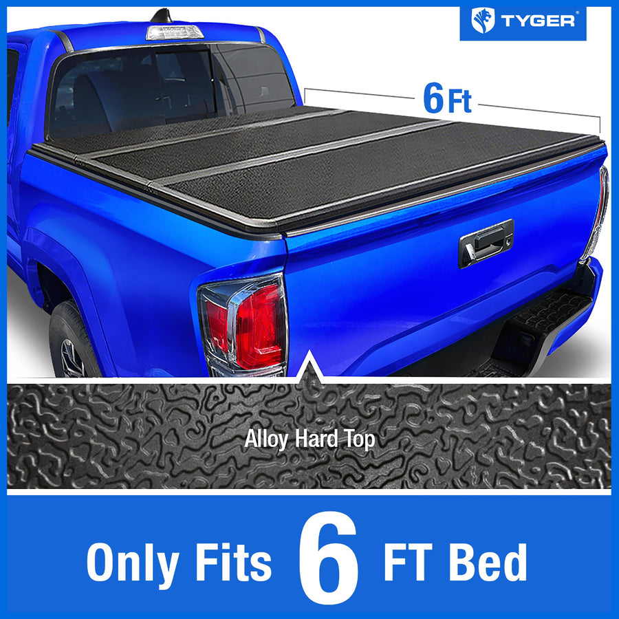 Tonneau Cover Tyger Auto T5 Alloy Hardtop Truck Bed Compatible with 2016-2023 Toyota Tacoma | 6' (74") Bed | TG-BC5T3631