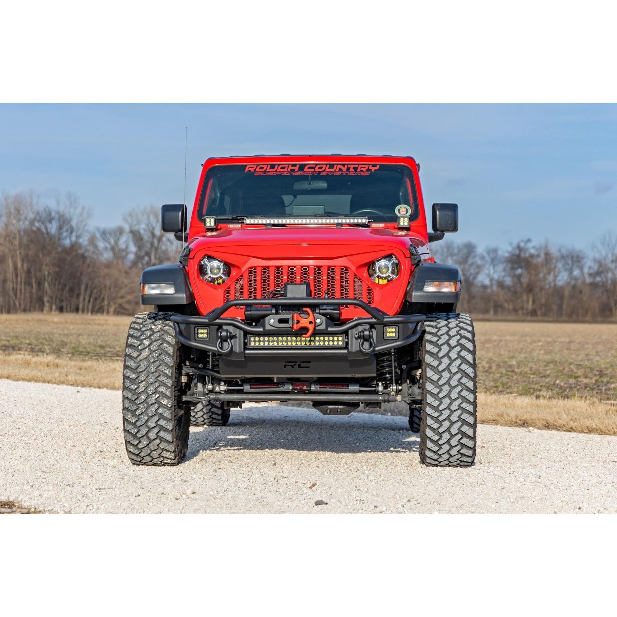 3.5 Inch Lift Kit Rough Country with Premium N3 Shocks for Jeep Wrangler Unlimited 4-Door (2024) - Includes Control Arm Drop Brackets, Front Driveshaft, Springs