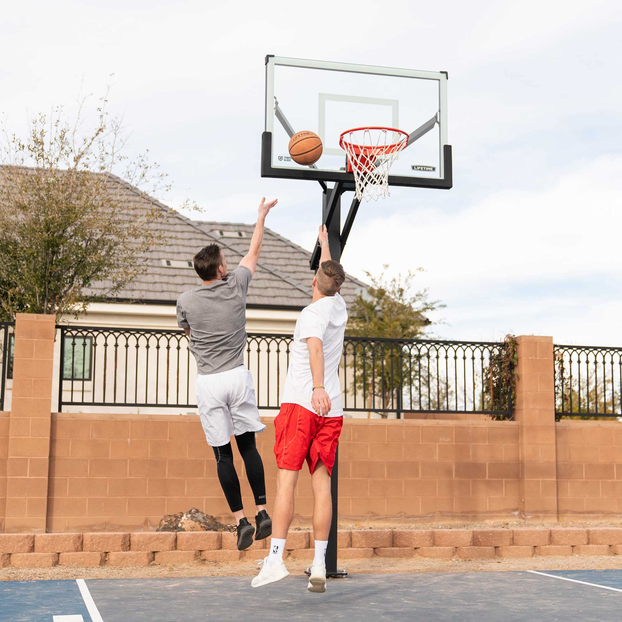 Mammoth 54" Lifetime Deluxe In-Ground Basketball Hoop, Mammoth Lift Adjustable Height, Tempered Glass Backboard Bolt Down System