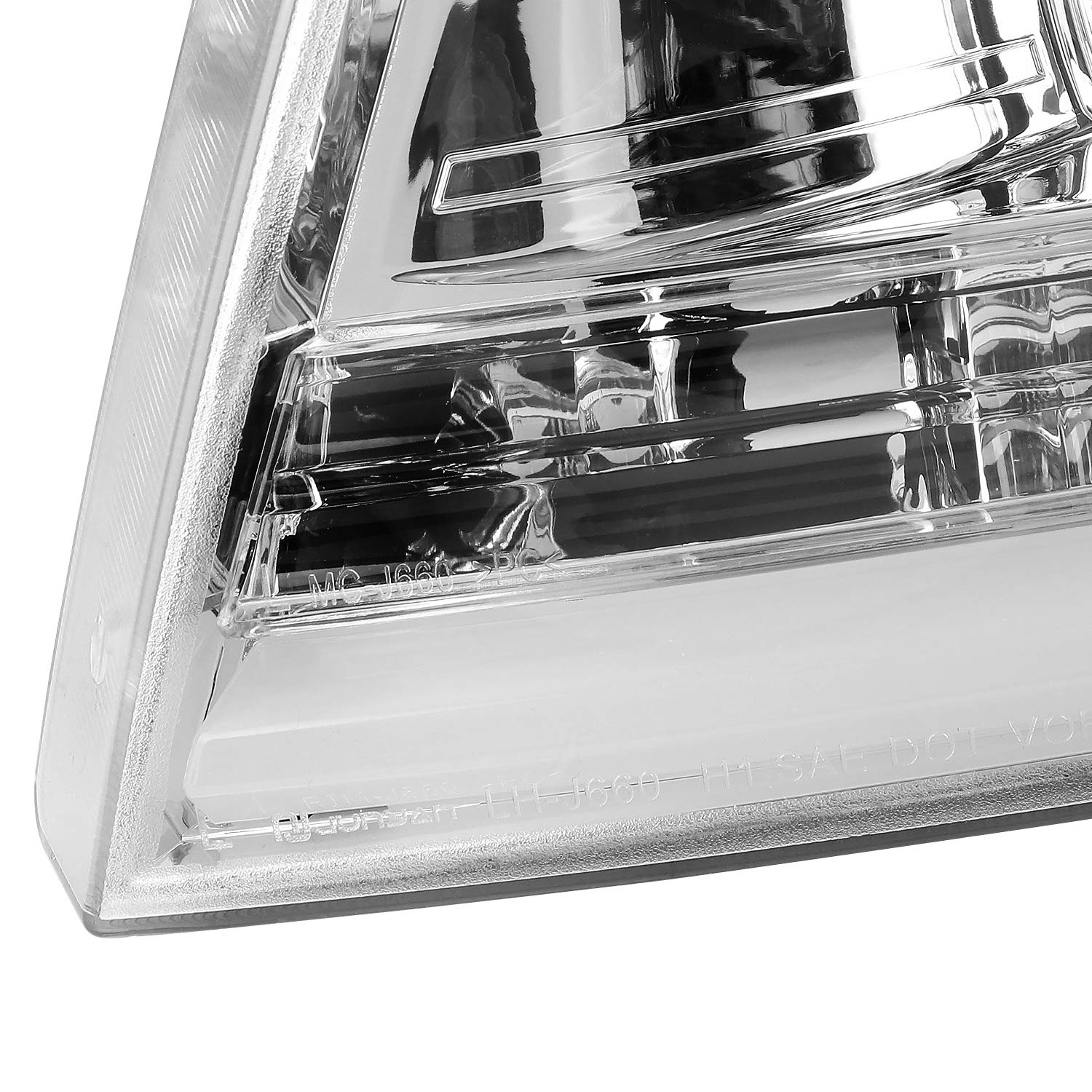 Chrome LED Tube Projector Headlights SPEC-D TUNING Compatible with 2004-2008 Ford F-150, 2006-2008 Lincoln Mark LT, Left + Right Pair Headlamps Assembly