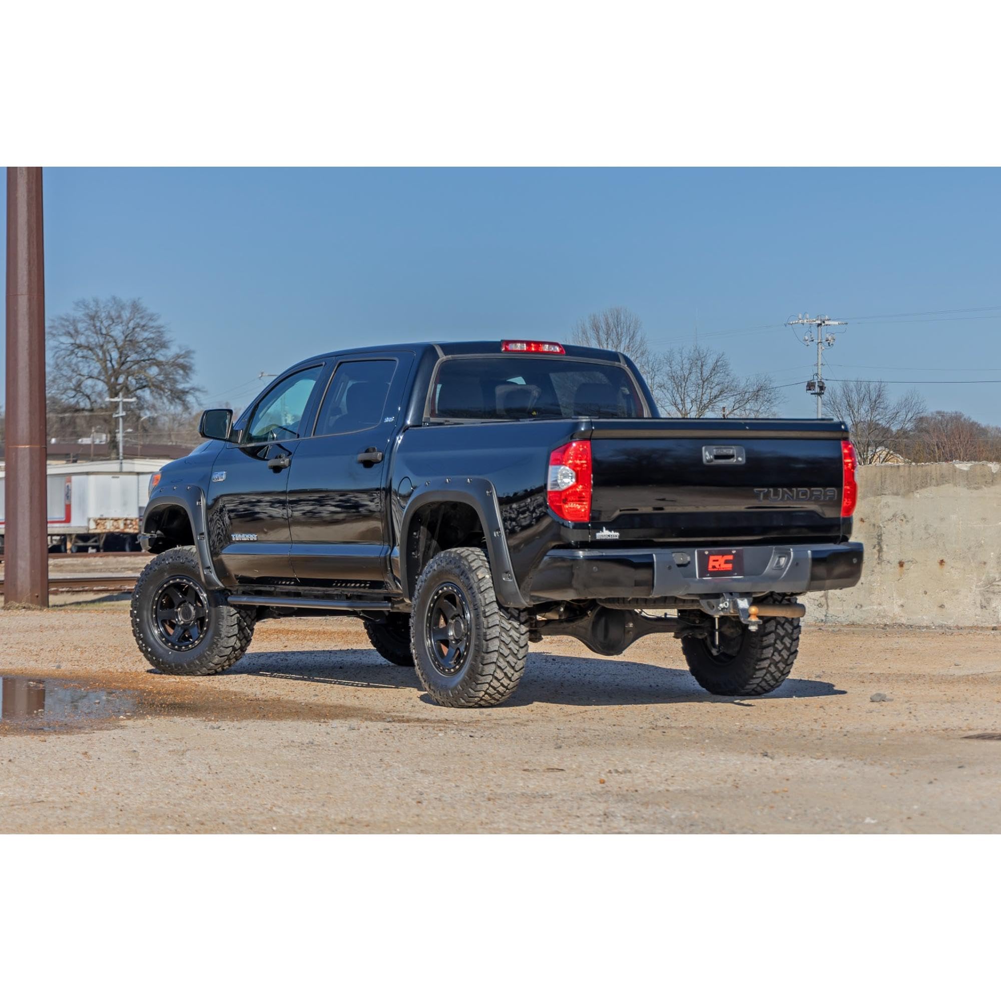 Rough Country Running Boards OV2 for Toyota Tundra (2007-2021) Crew Cab - Contoured Side Step Bars, Easy Bolt-On Install