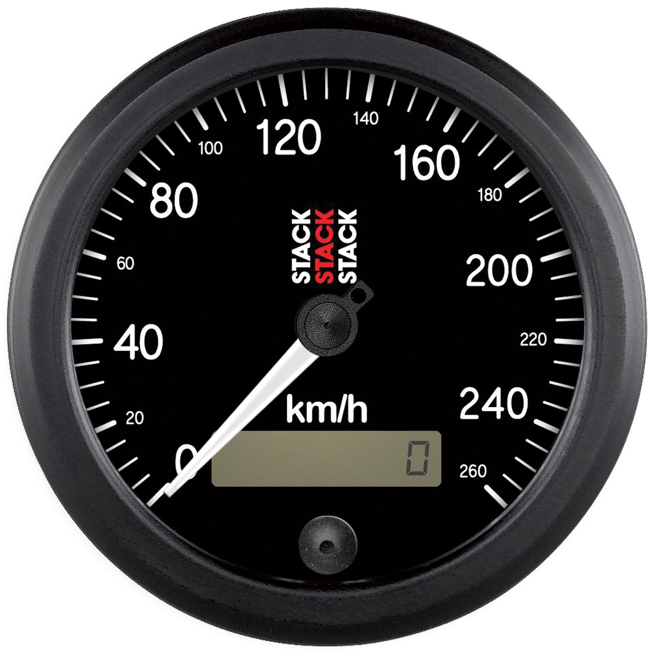 88mm Stack ST3802 Black Programmable Electronic Speedometer 0-260 km/h