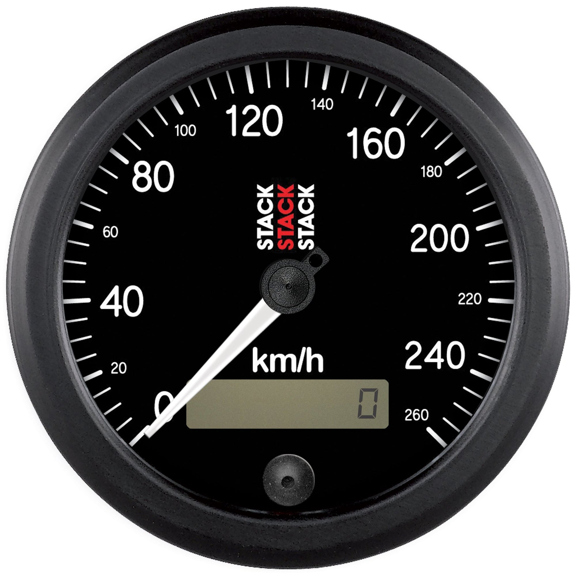88mm Stack ST3802 Black Programmable Electronic Speedometer 0-260 km/h