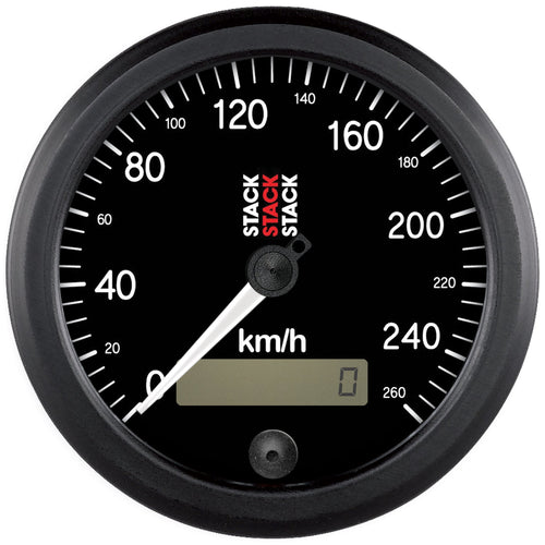 88mm Stack ST3802 Black Programmable Electronic Speedometer 0-260 km/h