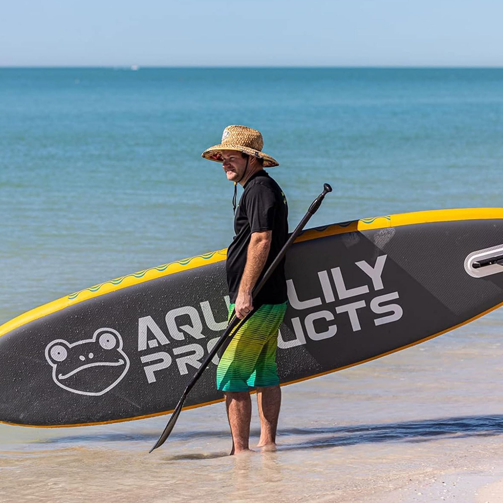Aqua Lily Inflatable Premium Stand Up Paddle Board (Supports 400 Pounds) with Accessories & Carry Bag SUP | Wide Stance, Non-Slip Deck, Leash, Paddle & Pump, 10’9” x 32” x 6”